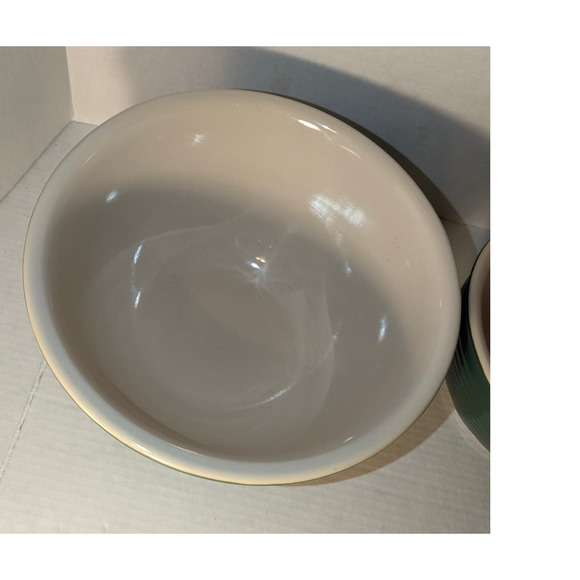 Set of 2 Nesting Mixing Bowls Evergreen & White Pottery New Creative Tableware - Picture 5 of 16